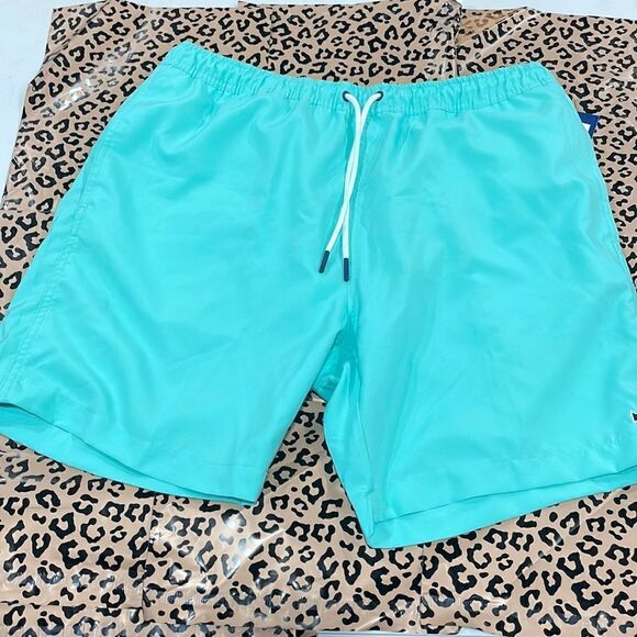 NWT Crown & Ivy Aqua Blue Swim Trunks.  Size L large Men's - Picture 1 of 8